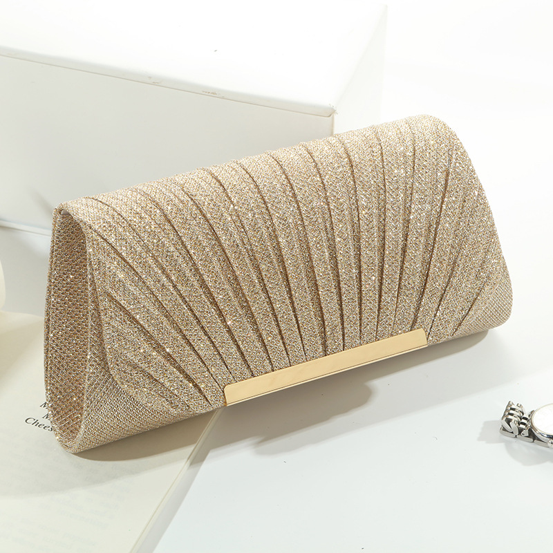 Women Bags Gold - Glänzende Abendtasche mit Muschelmuster, modische Ein-Schulter-Clutch