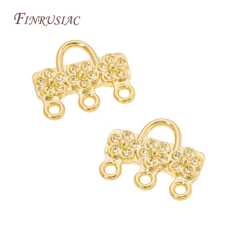 Women Bags Gold - 18K vergoldeter Blumen-Taschenform-Ohrringverbinder mit 3 Schlaufen,