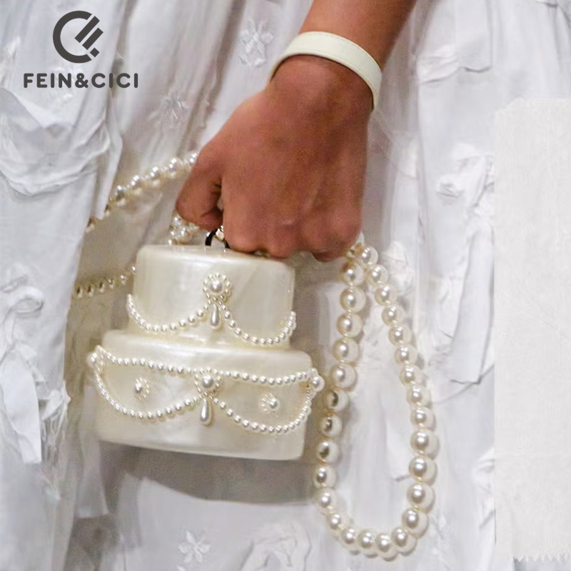 Clutch Bag Evening - Clutch in Kuchenform, Acryl, Perlenfarbe, Abend-Dinner-Party-Geldbörse,