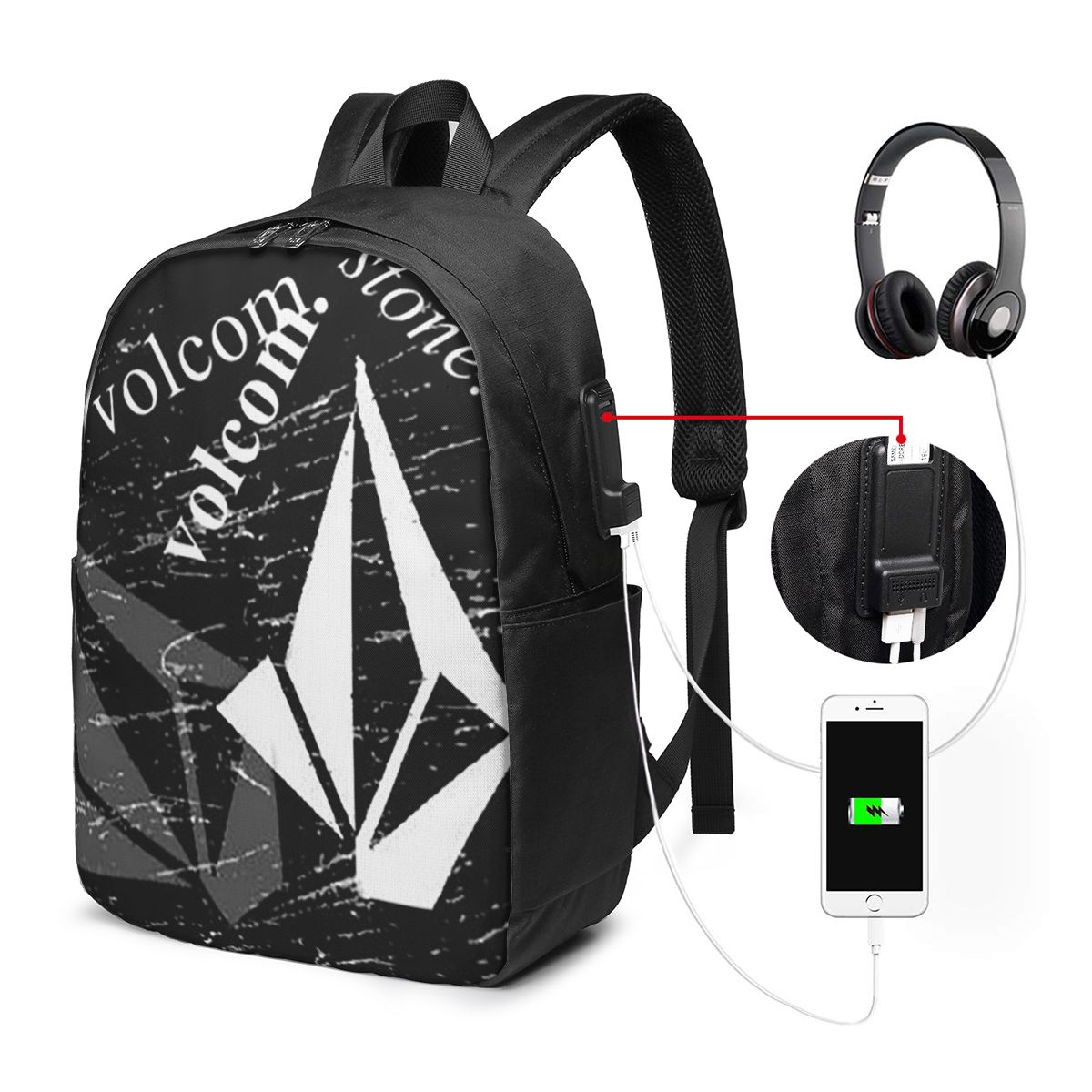 Women Bags Logo - V-Volcom Logo-Rucksack, Reisetasche für Notebooks, Computer,