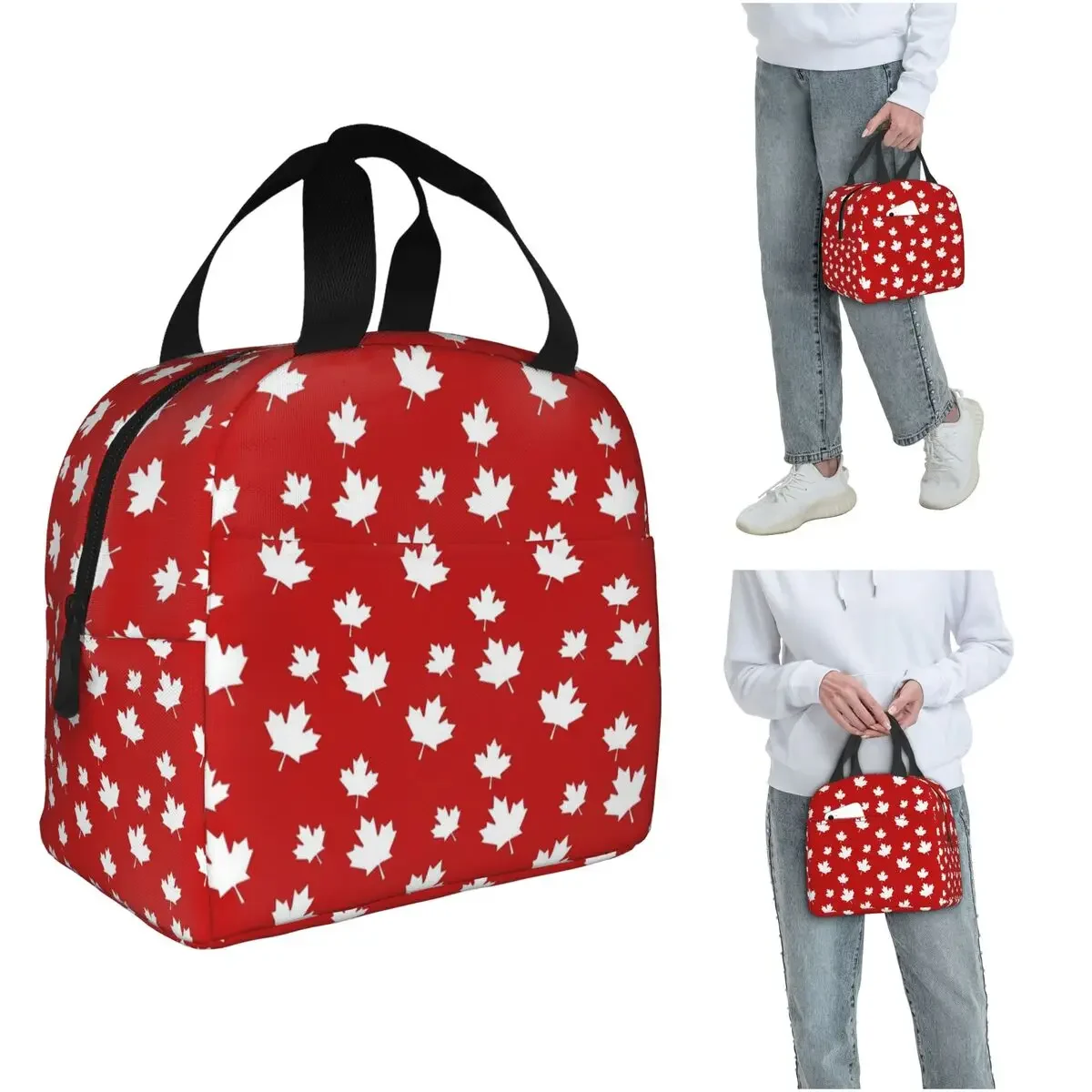 Women Bags Canada - Kanada Ahornblatt-Flaggenmuster Rot-Weiß Kanada-Flagge Isolierte Lunch-Tasche