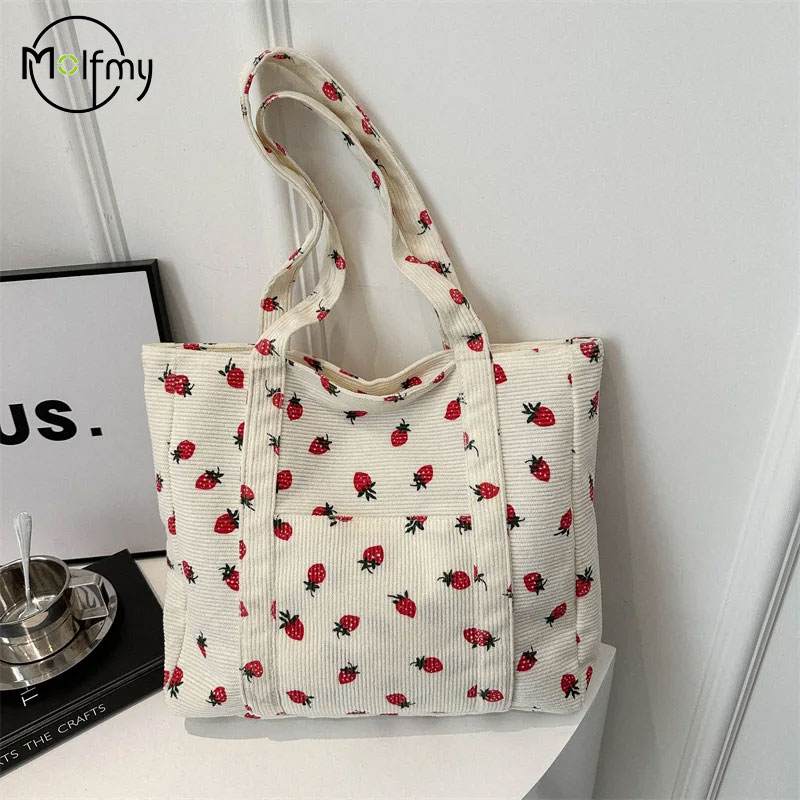Women Bags Low Price - Cordhandtasche Erdbeeren Strandtasche Modische vielseitige Umhängetasche