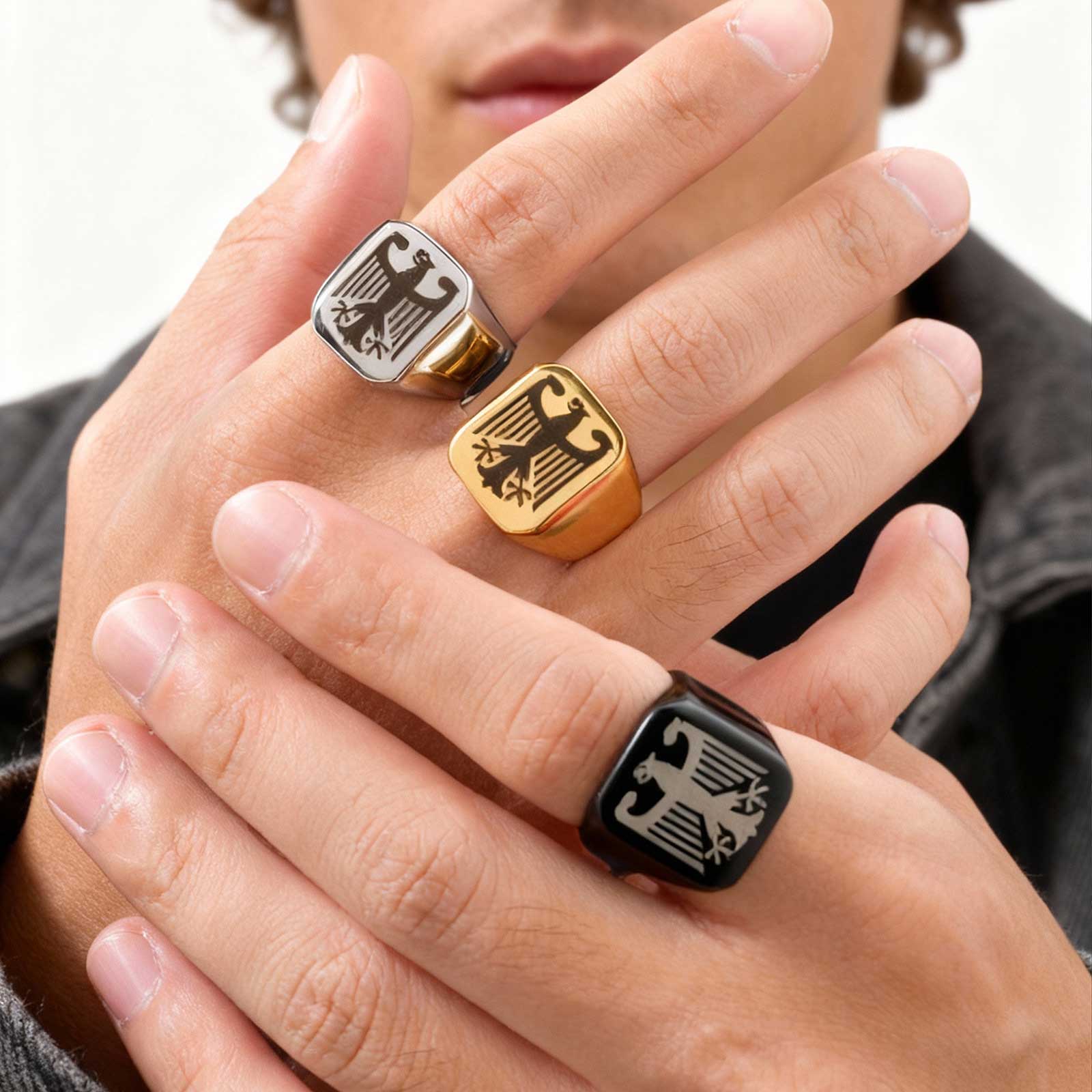 Women Bags Logo - Maßgefertigter Fliegender Adler-Ring, Cooler Punk-Herrenring mit
