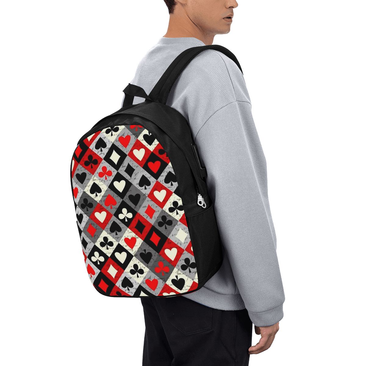 Women Bags Laptop - Rucksack mit Spielkarten-Poker-Print, Reisetasche für Notebooks,