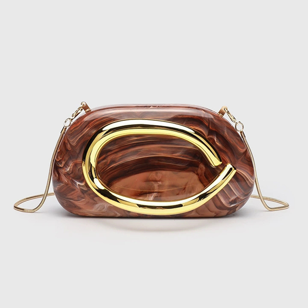 Clutch Bag Evening - Frauen Acryl Metall Griff Handtasche Einfarbig