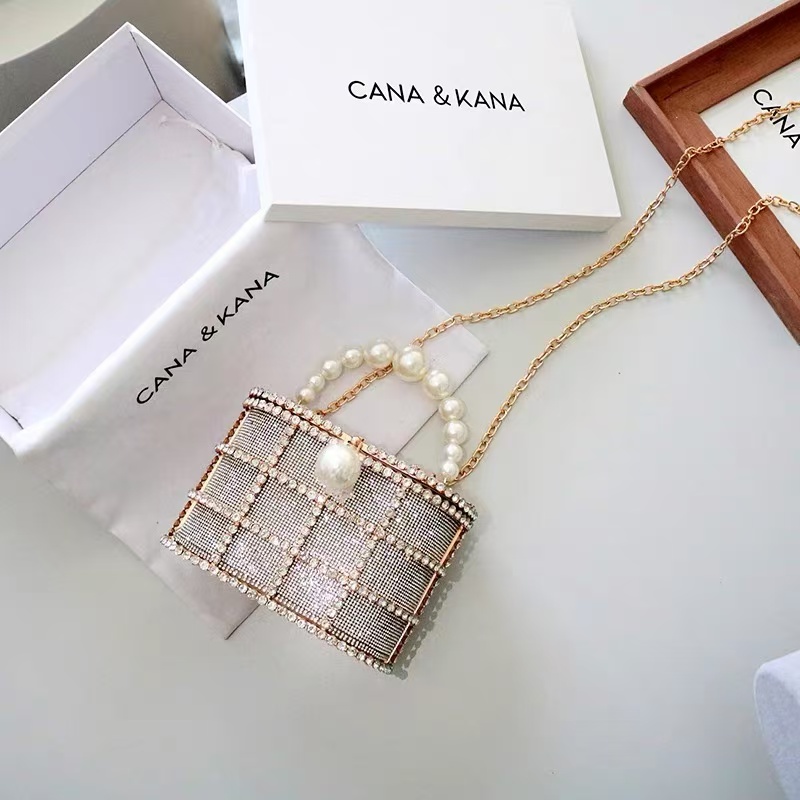 Women Bags Gold - Hochwertige Glitzer-Damenhandtasche Luxuriöse Goldmetalltasche Kristall Glänzende