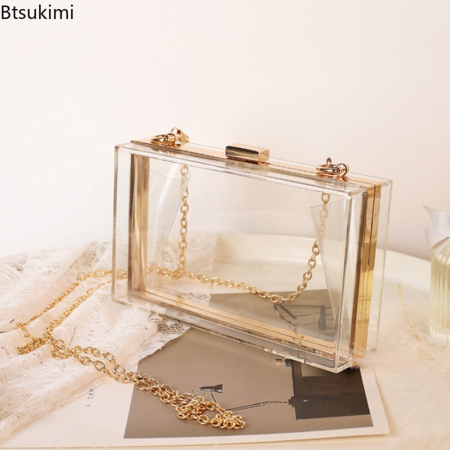 Clutch Bag Evening - Modische Transparente Acryl-Abendclutches Damen Boutique Ketten-Schultertasche