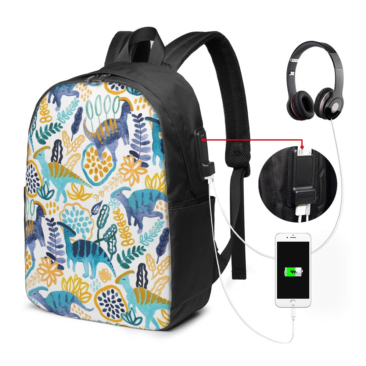 Women Bags Laptop - Gouache Parasaurolophuses Rucksack, Reisetasche, Notebook-Tasche, Computer,