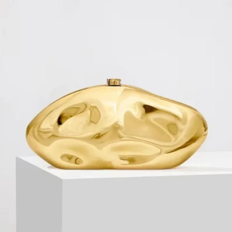 Women Bags Gold - Spiegel-Gold Unregelmäßige Wolken-Clutch für Damen, Metallisch