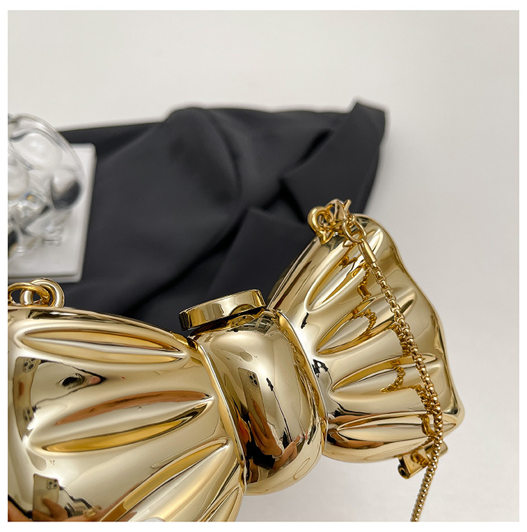 Glänzende goldene Metall-Schle – Clutch Bag Evening Bewertung und Preis