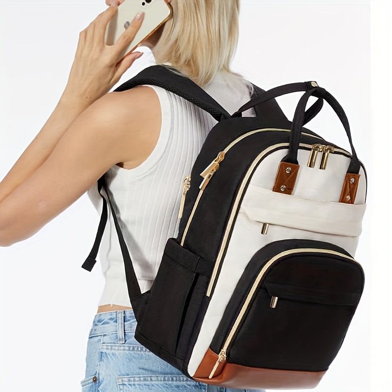 Zweifarbiger Laptop-Rucksack f – Women Bags Gold Bewertung und Preis