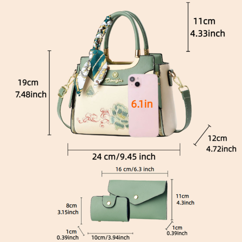 3-teiliges besticktes Handtasc – Women Bags For Gift Bewertung und Preis