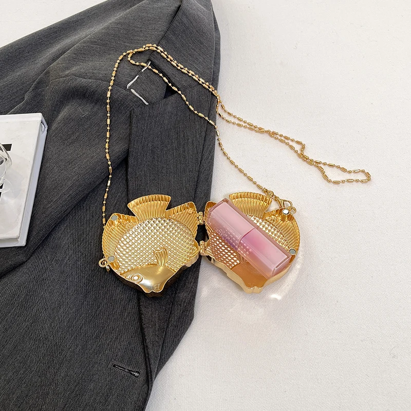 Niedliche kleine Fischform Met – Women Bags Gold Bewertung und Preis